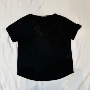 Wilfred Free Black Sheer Linen Scoop Neck Tee Size XS